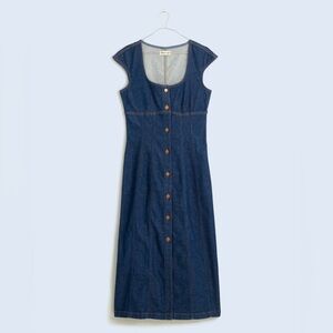 Madewell Denim Square-Neck Midi Dress in Benton Wash